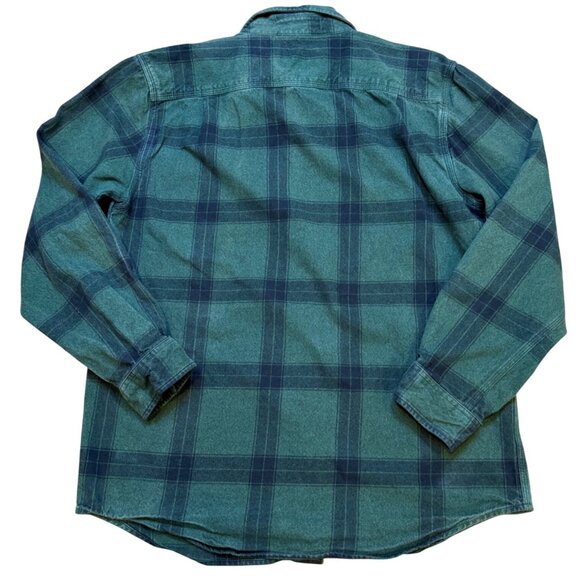 Carhartt Mens Loose Fit Plaid Green Flannel Shirt Heavyweight Cotton Medium - Picture 4 of 8